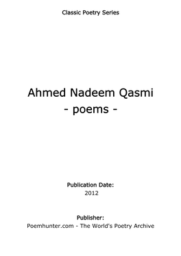 Ahmed Nadeem Qasmi - Poems