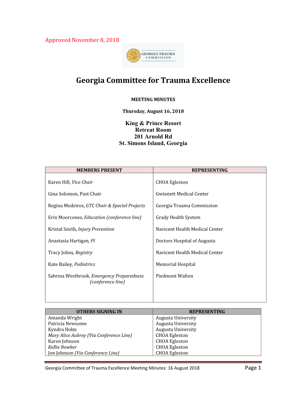 Georgia Committee for Trauma Excellence