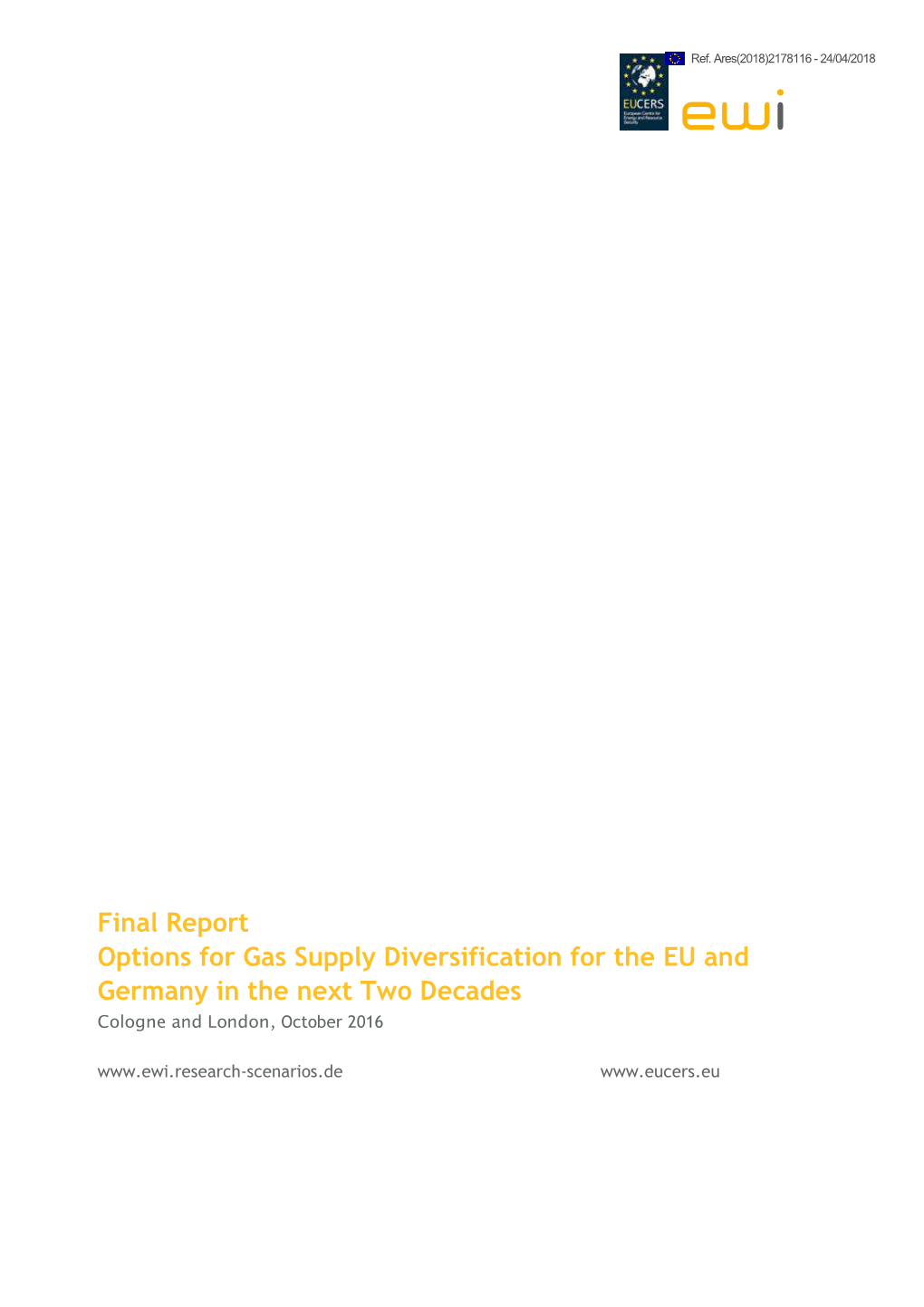 Final Report Options for Gas Supply Diversification for the EU and Germany in the Next Two Decades