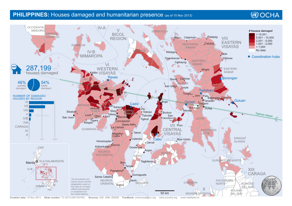 Houses Damaged and Humanitarian Presence (As of 15 Nov 2013)