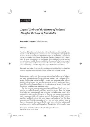 Digital Tools and the History of Political Thought: the Case of Jean
