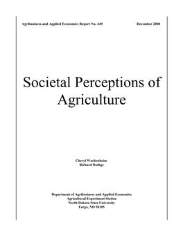 Societal Perceptions of Agriculture