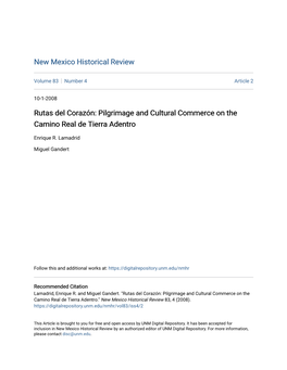 Pilgrimage and Cultural Commerce on the Camino Real De Tierra Adentro