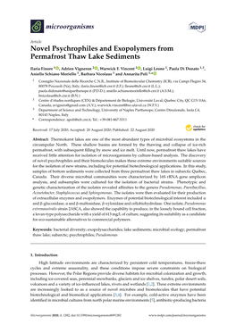 Novel Psychrophiles and Exopolymers from Permafrost Thaw Lake Sediments