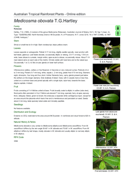 Medicosma Obovata T.G.Hartley Family: Rutaceae Hartley, T.G