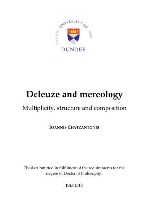 Deleuze and Mereology Multiplicity, Structure and Composition