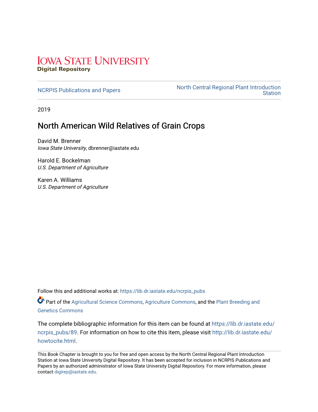 North American Wild Relatives of Grain Crops