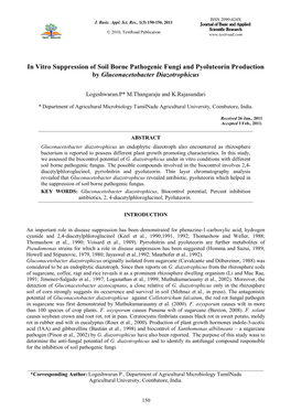 In Vitro Suppression of Soil Borne Pathogenic Fungi and Pyoluteorin Production by Gluconacetobacter Diazotrophicus