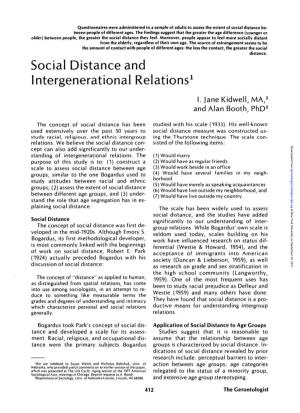 Social Distance and Intergenerational Relations1