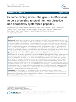 Genome Mining Reveals the Genus Xanthomonas to Be A