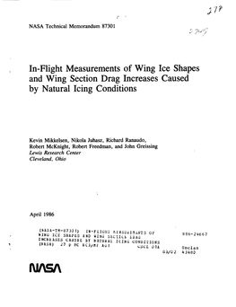 In-Flight Measurements of Wing Ice Shapes and Wing Section Drag Increases Caused by Natural Icing Conditions