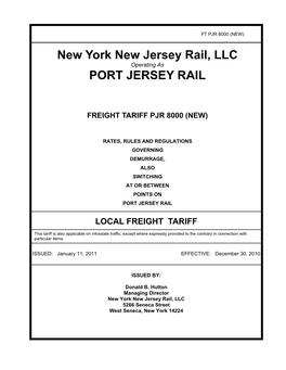 New York New Jersey Rail, LLC Operating As PORT JERSEY RAIL