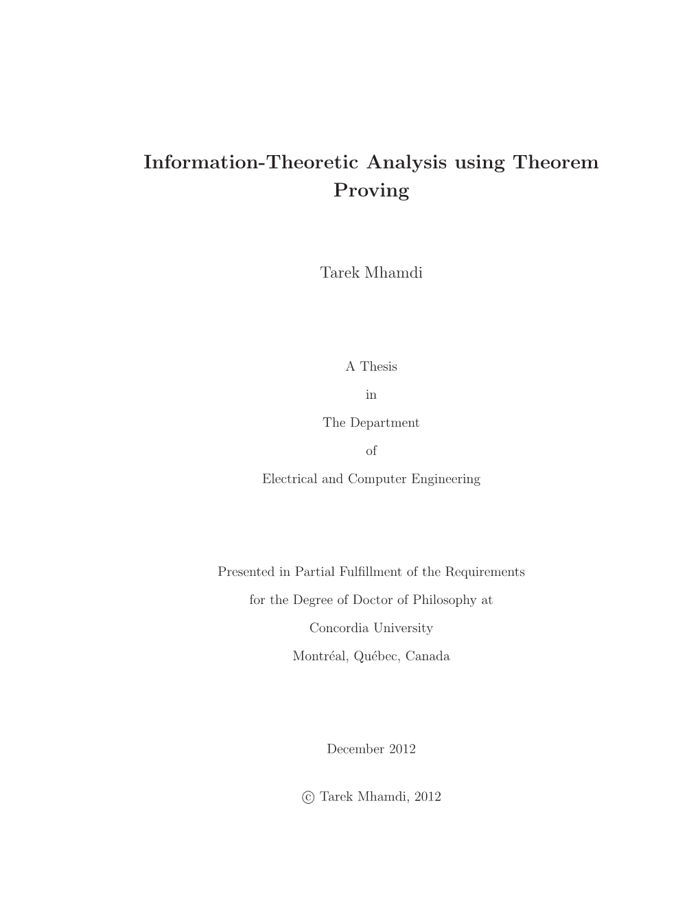 Information-Theoretic Analysis Using Theorem Proving