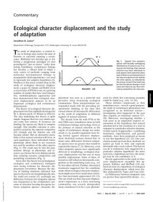 Ecological Character Displacement and the Study of Adaptation