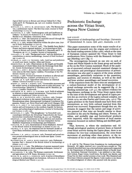 Prehistoric Exchange Across the Vitiaz Strait, Papua New Guinea