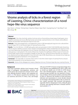 Virome Analysis of Ticks in a Forest Region of Liaoning, China