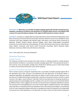 SMA Reach-Back Report