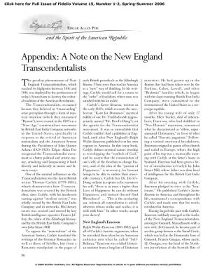 A Note on the New England Transcendentalists
