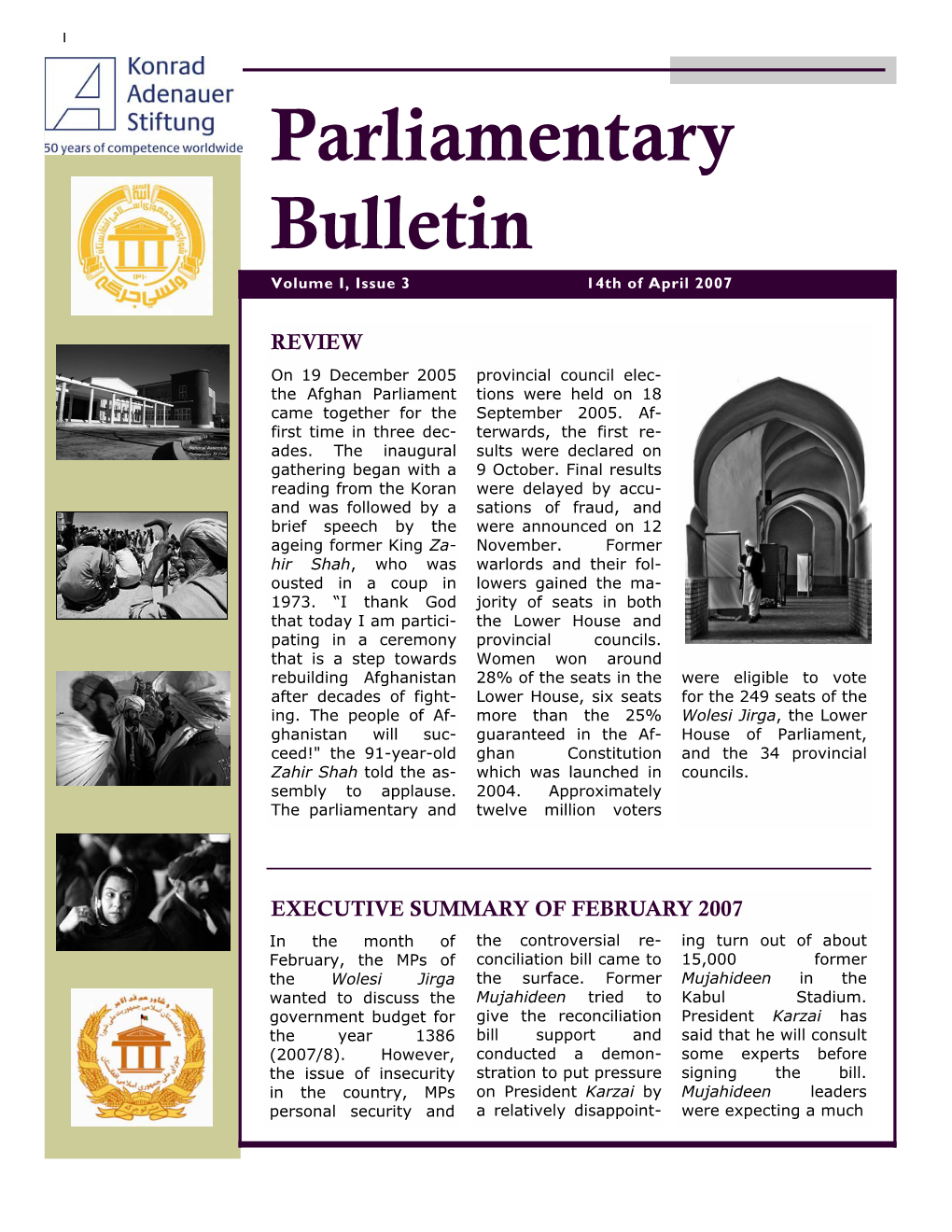 Parliamentary Bulletin Volume I, Issue 3 14Th of April 2007