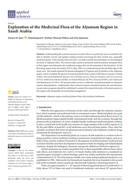 Exploration of the Medicinal Flora of the Aljumum Region in Saudi Arabia