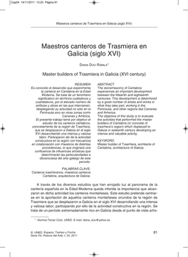 Maestros Canteros De Trasmiera En Galicia (Siglo XVI)