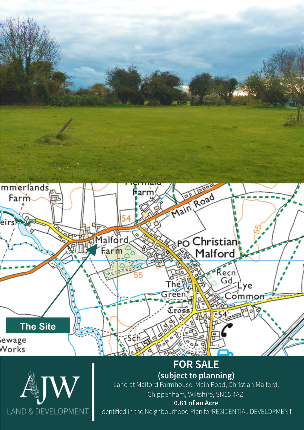 FOR SALE (Subject to Planning) Land at Malford Farmhouse, Main Road, Christian Malford, Chippenham, Wiltshire, SN15 4AZ