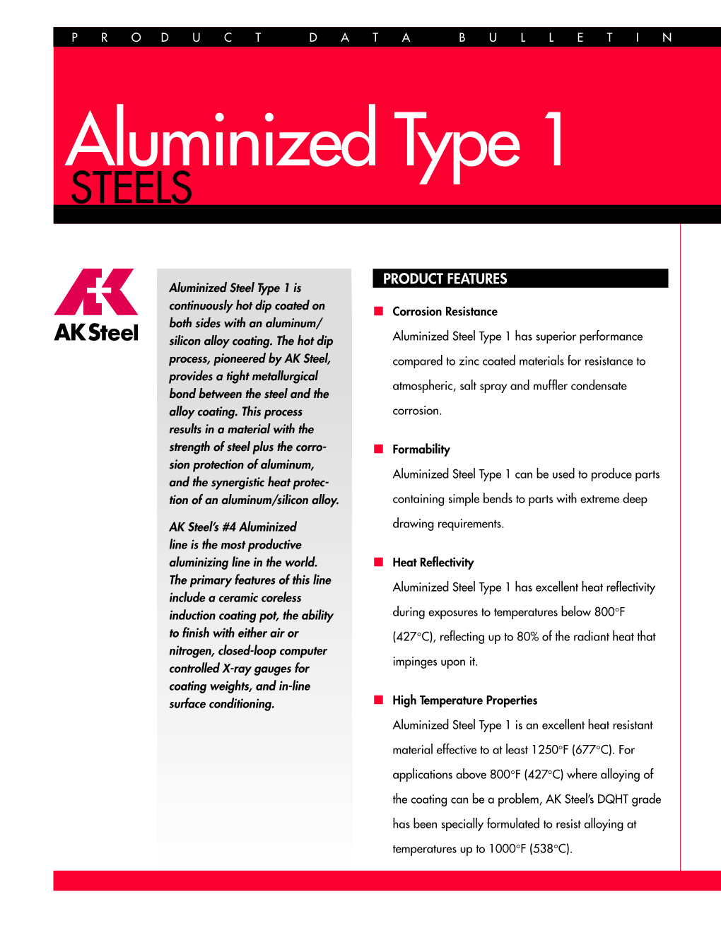 Aluminized Type 1 STEELS