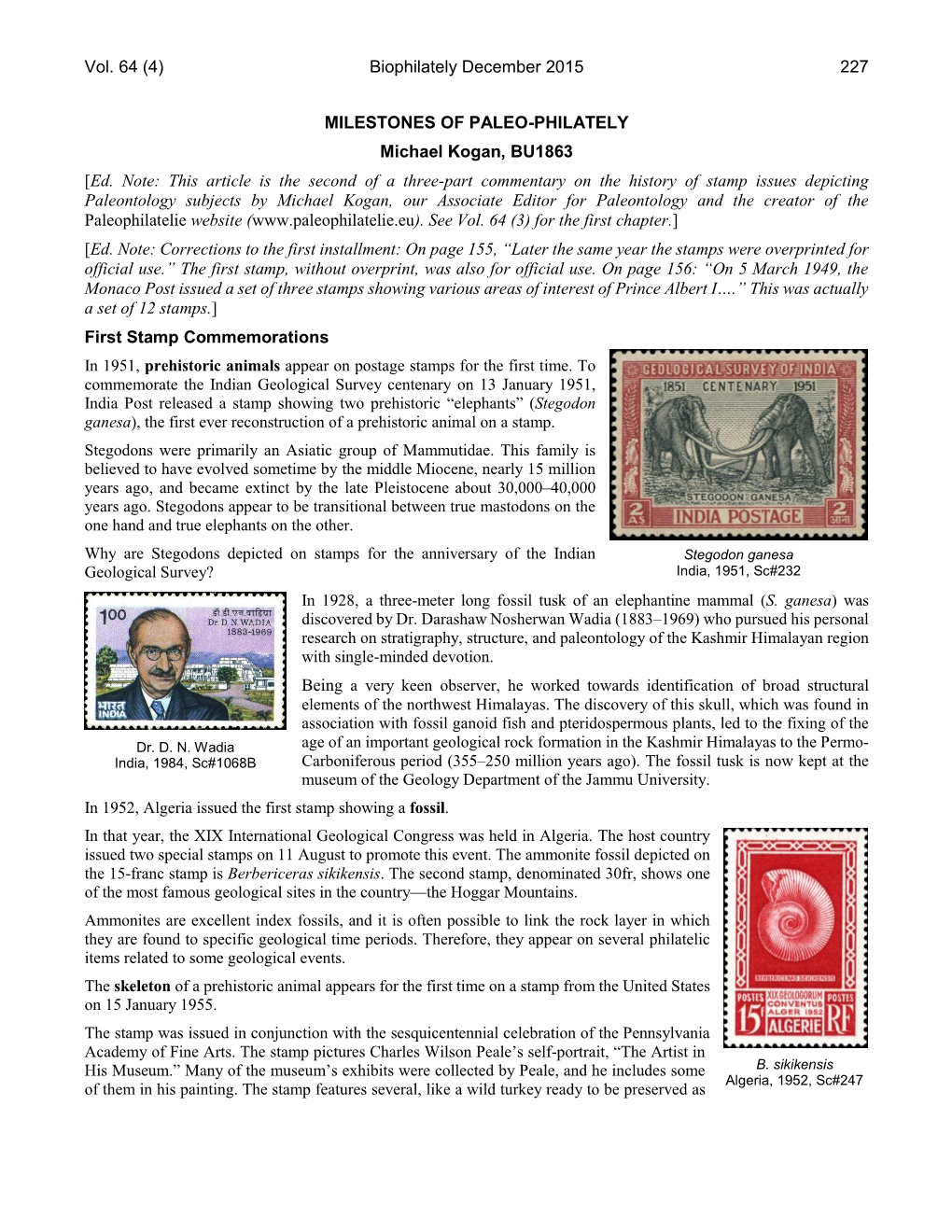 Biolphilately Vol-64 No-3