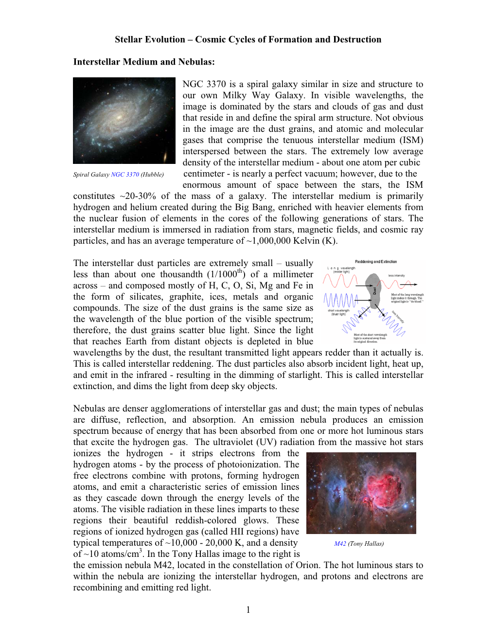 Stellar Evolution – Cosmic Cycles of Formation and Destruction