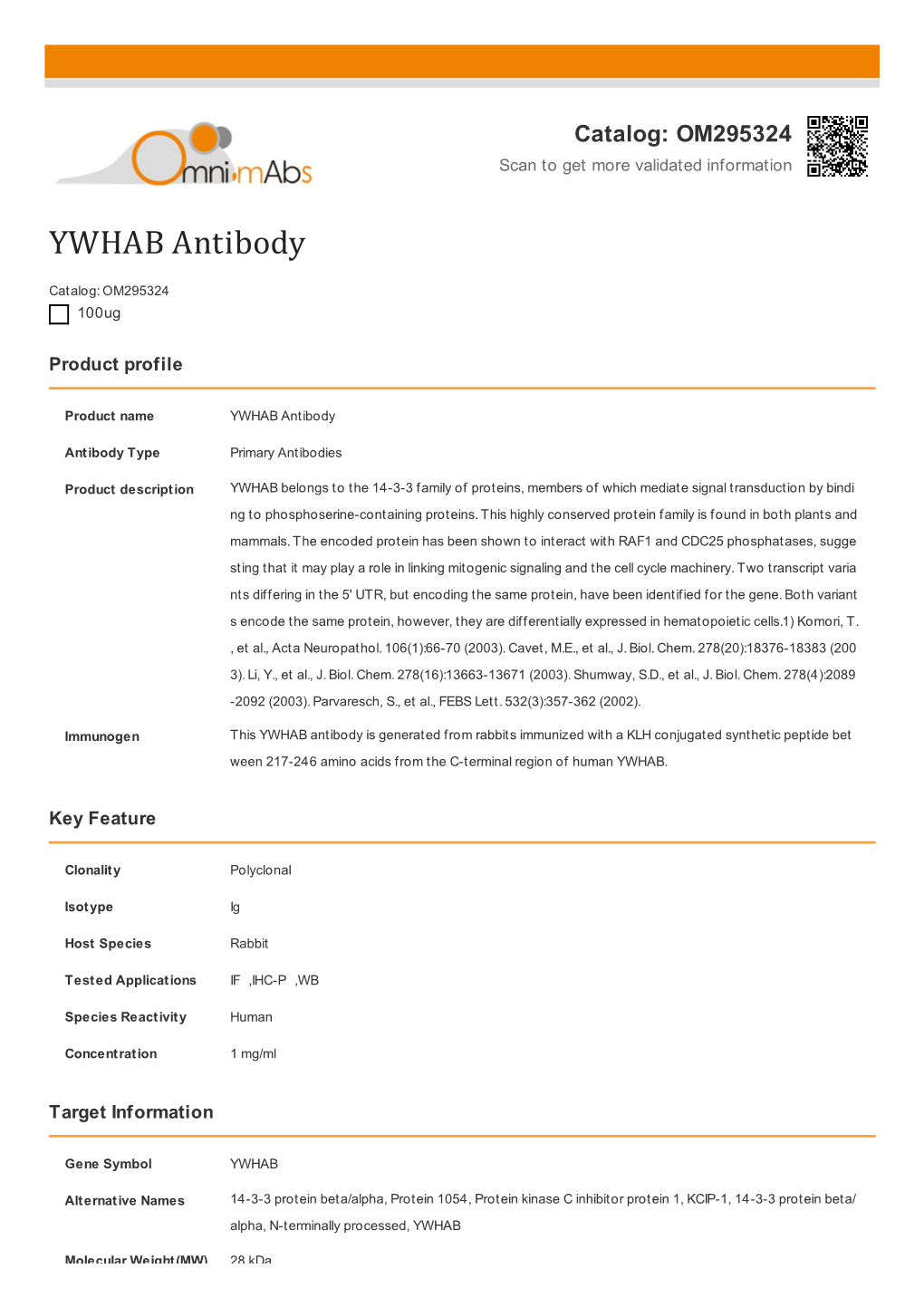 YWHAB Antibody