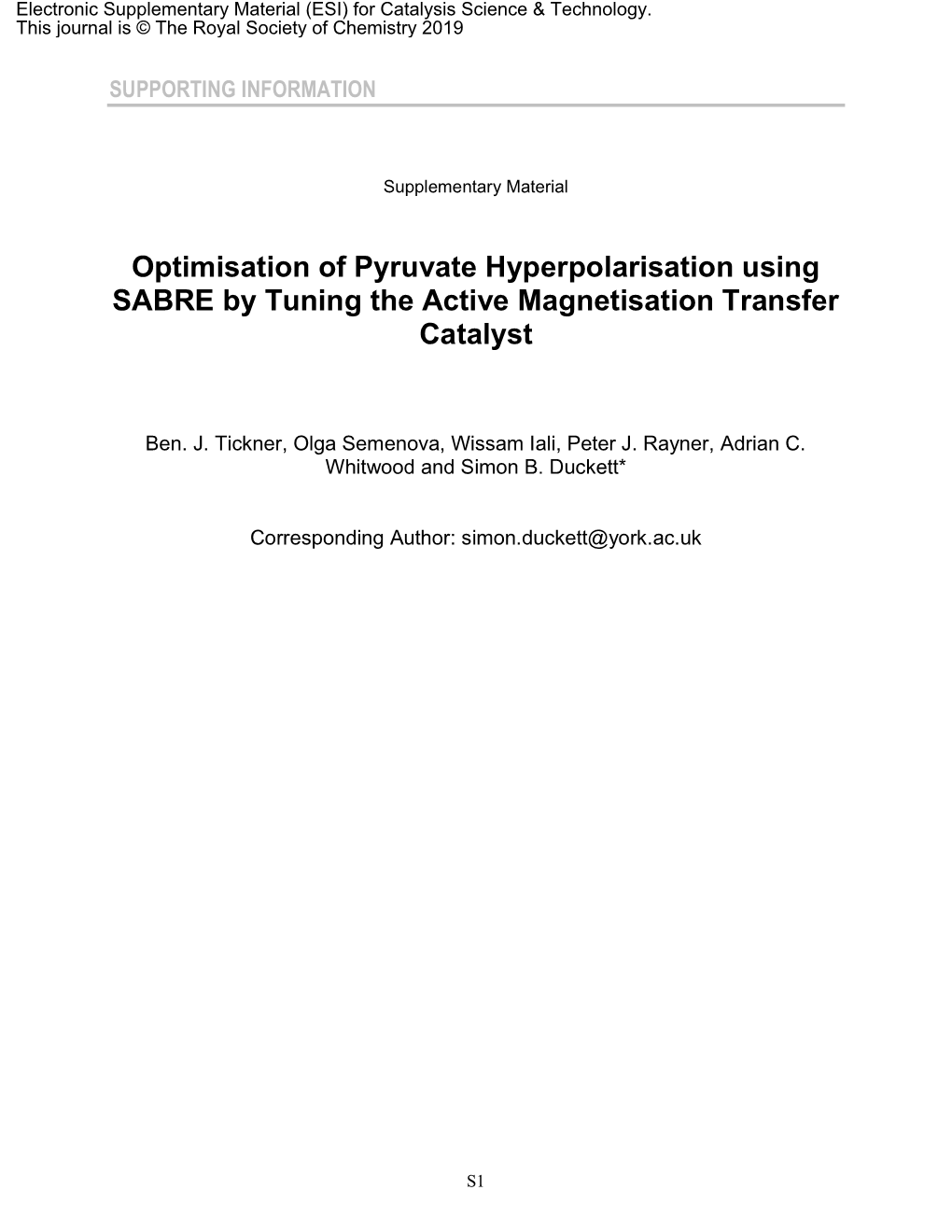 Optimisation of Pyruvate Hyperpolarisation Using SABRE by Tuning the Active Magnetisation Transfer Catalyst