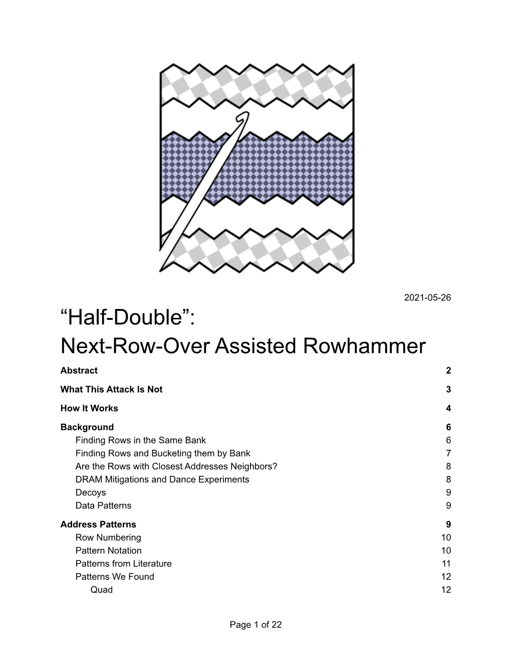 Half-Double”: Next-Row-Over Assisted Rowhammer Abstract 2