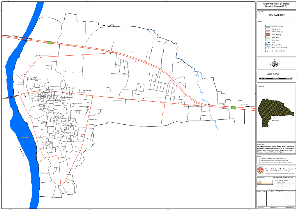 Nagar Parishad, Sonkatch District- Dewas (M.P.) Scale 1:2700