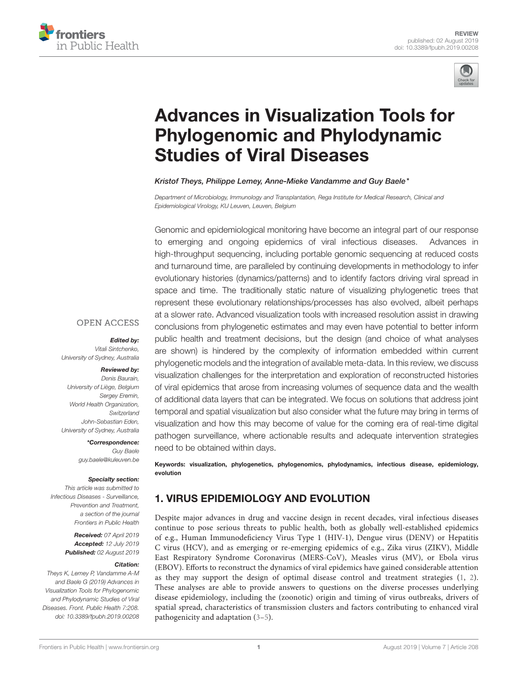 Advances in Visualization Tools for Phylogenomic and Phylodynamic Studies of Viral Diseases