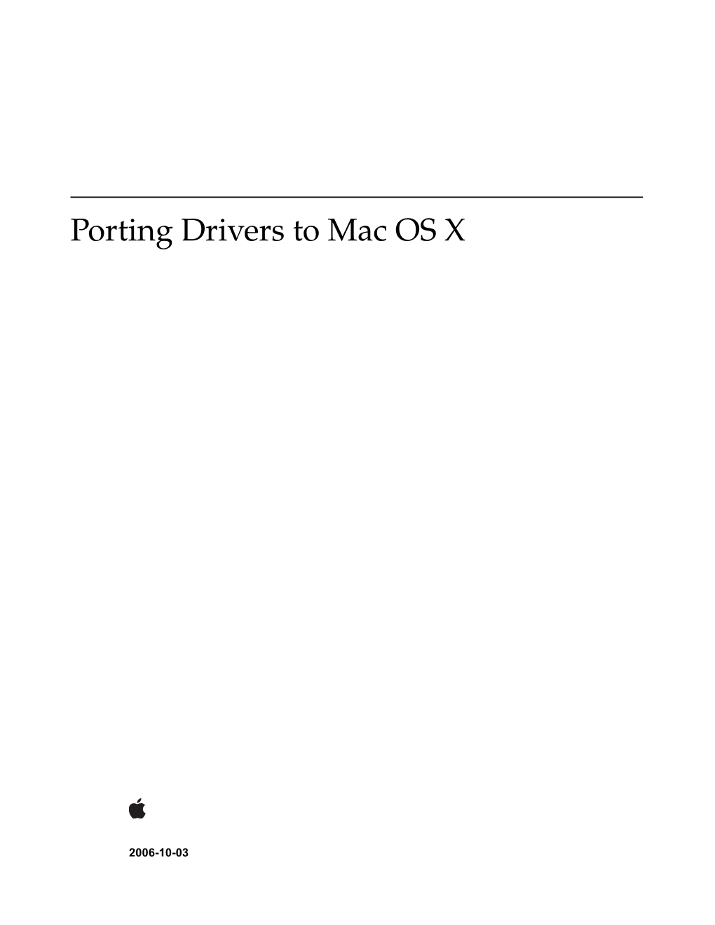 Porting Drivers to Mac OS X