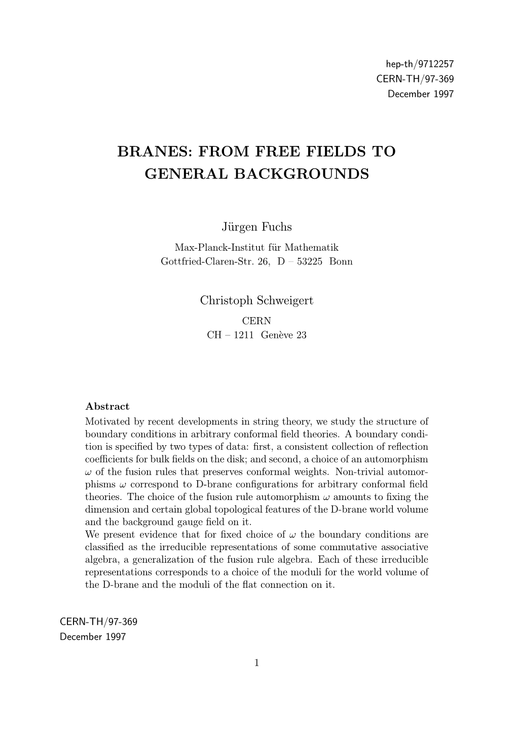 Branes: from Free Fields to General Backgrounds