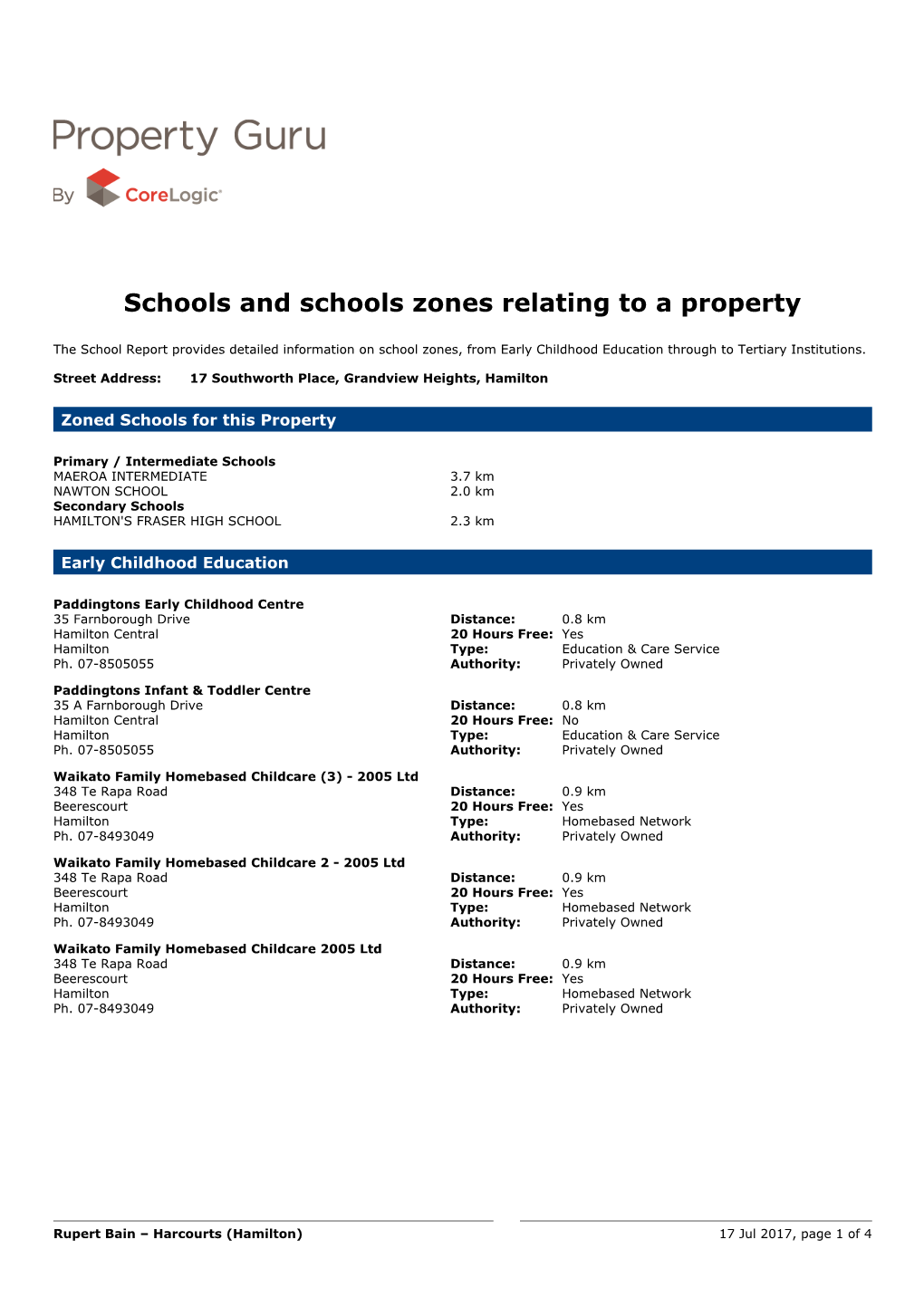 Schools and Schools Zones Relating to a Property