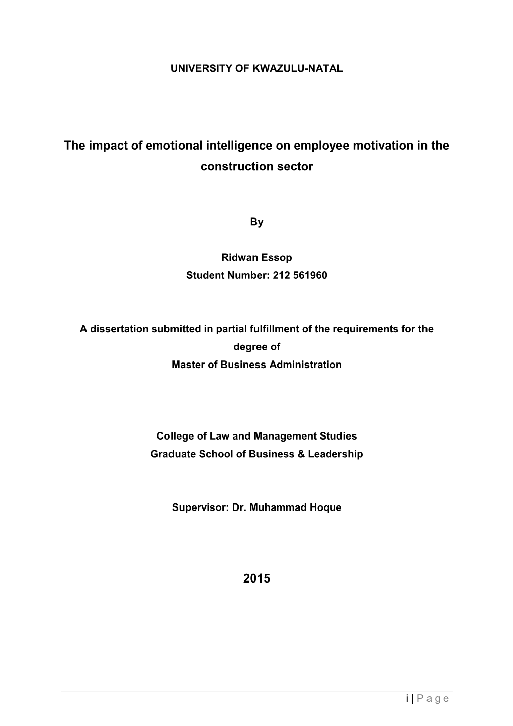 The Impact of Emotional Intelligence on Employee Motivation in the Construction Sector