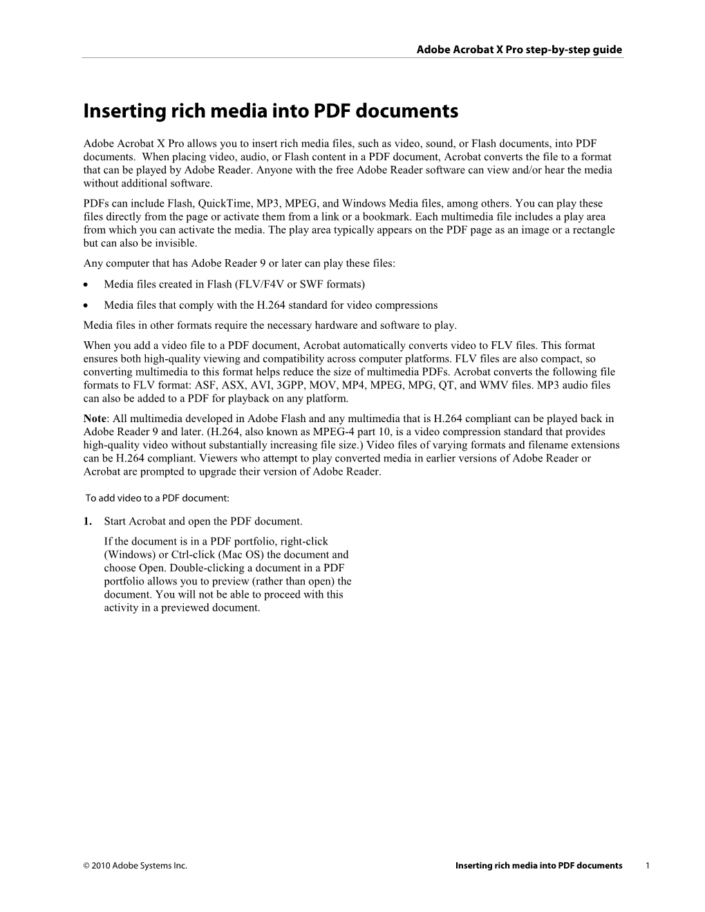 Inserting Rich Media Into PDF Documents