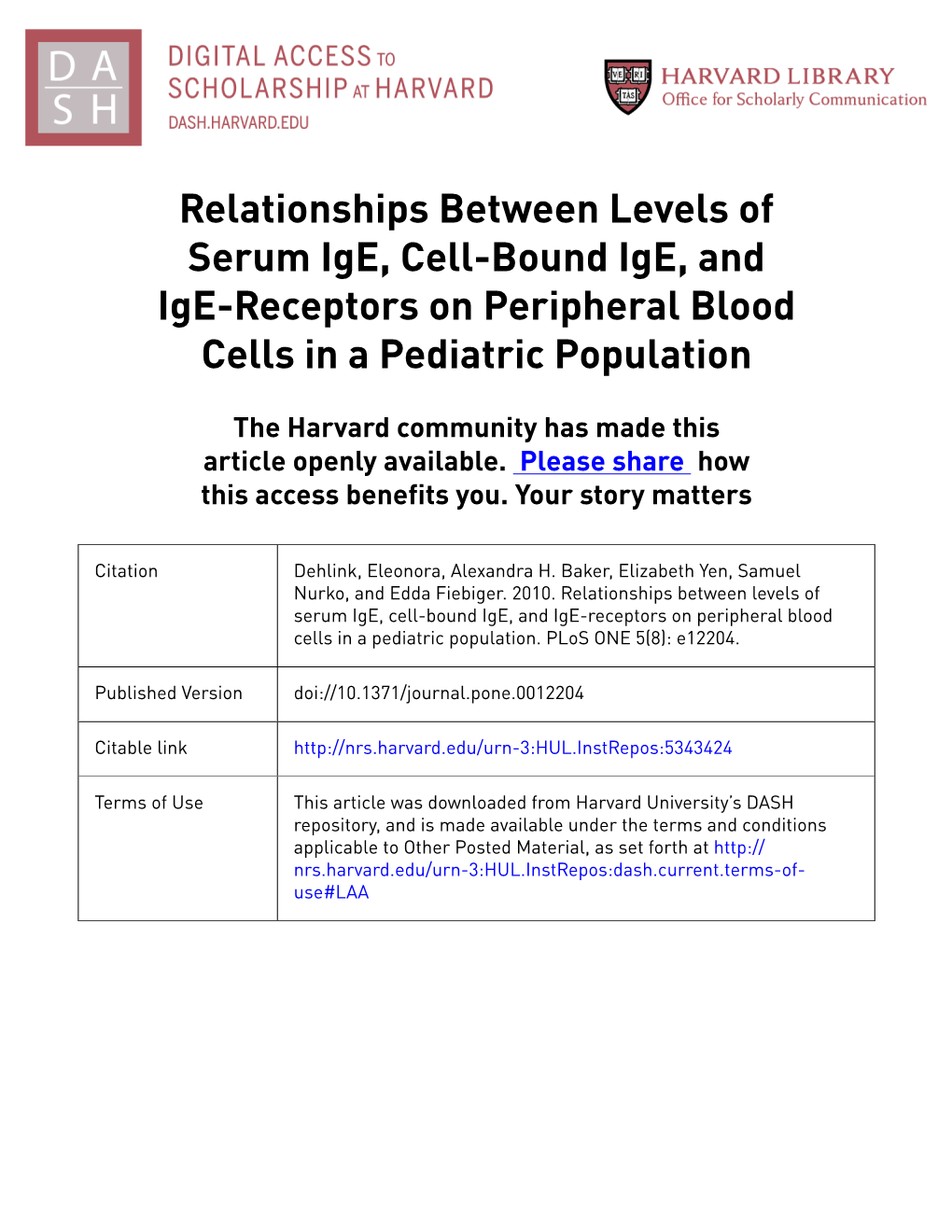 Relationships Between Levels of Serum Ige, Cell-Bound Ige, and Ige-Receptors on Peripheral Blood Cells in a Pediatric Population