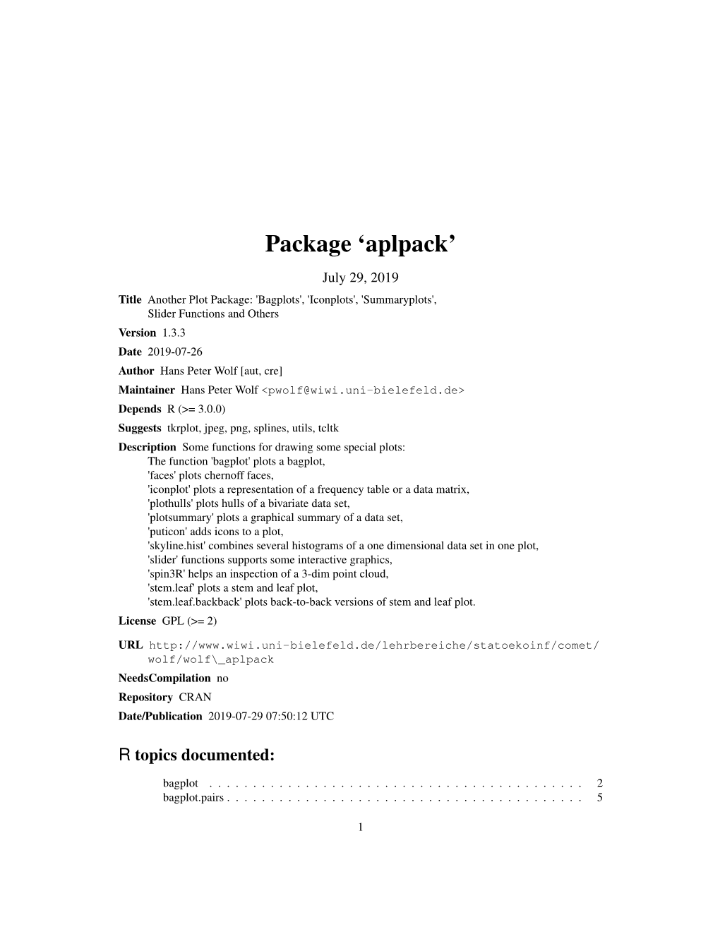 Package 'Aplpack'