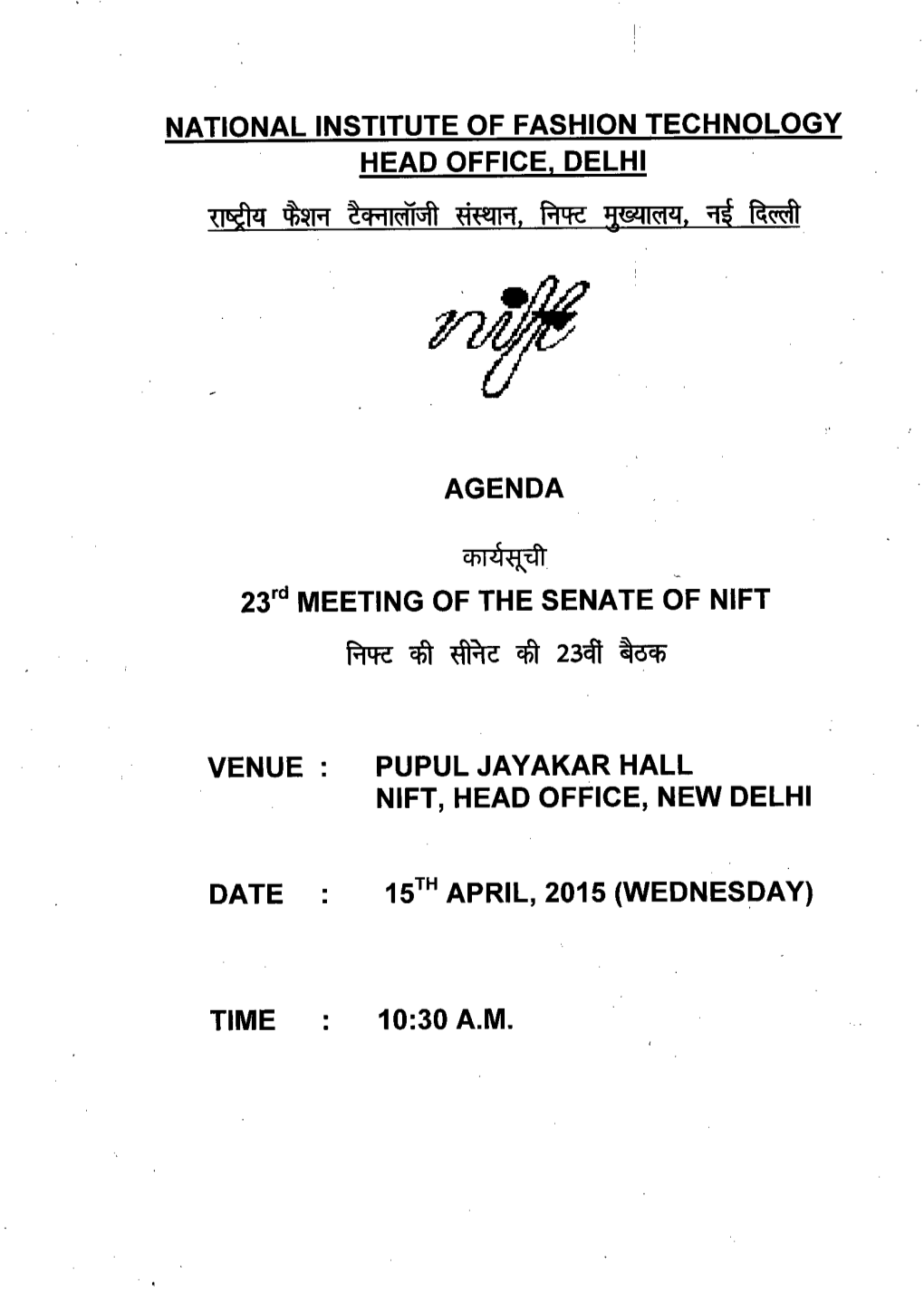 23Rd Senate Meeting-Agenda Note