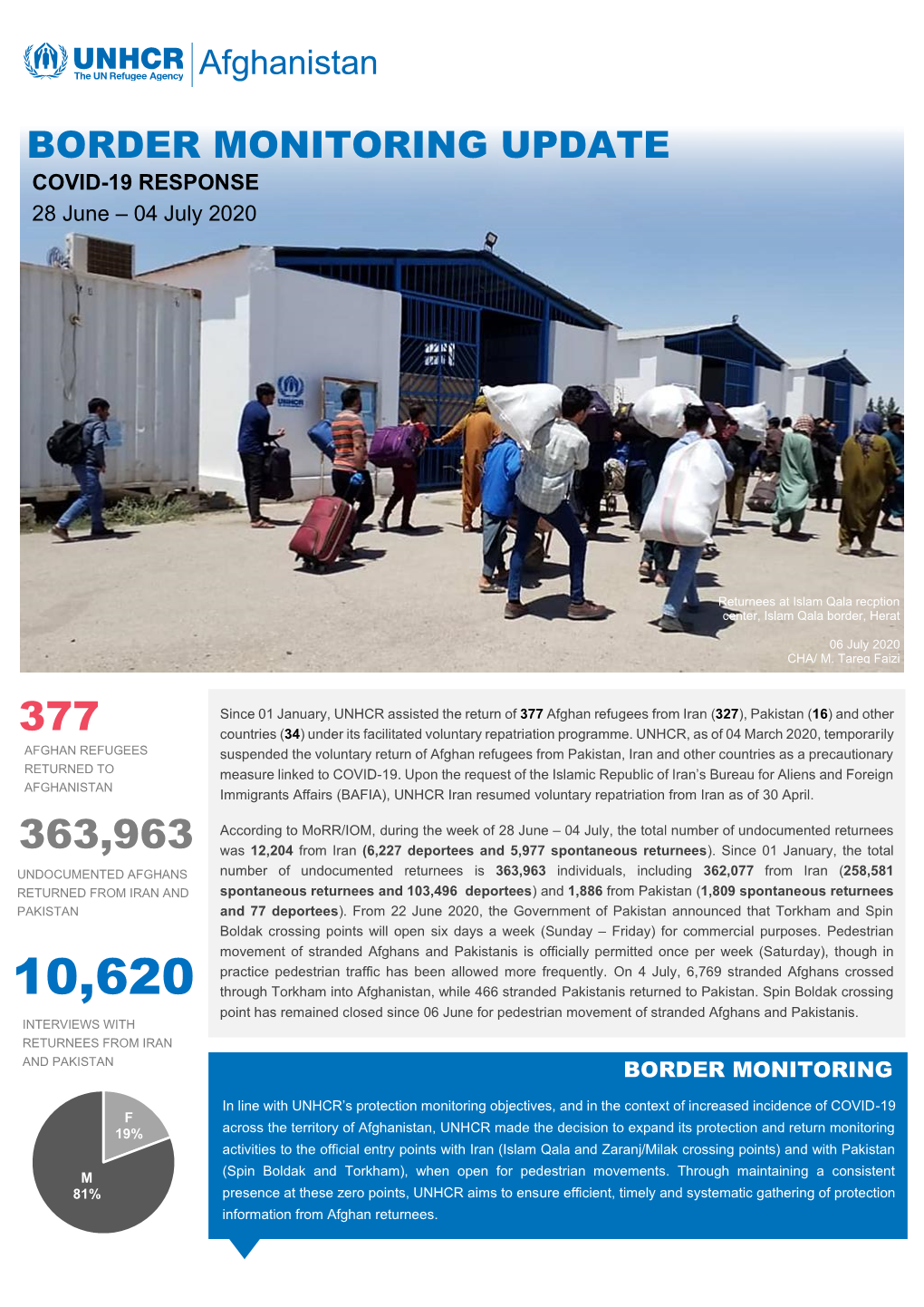 BORDER MONITORING UPDATE COVID-19 RESPONSE 28 June – 04 July 2020