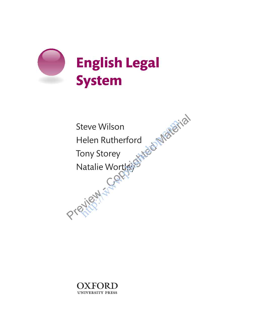 9780199669929 Steve Wilson English Legal System.Indb