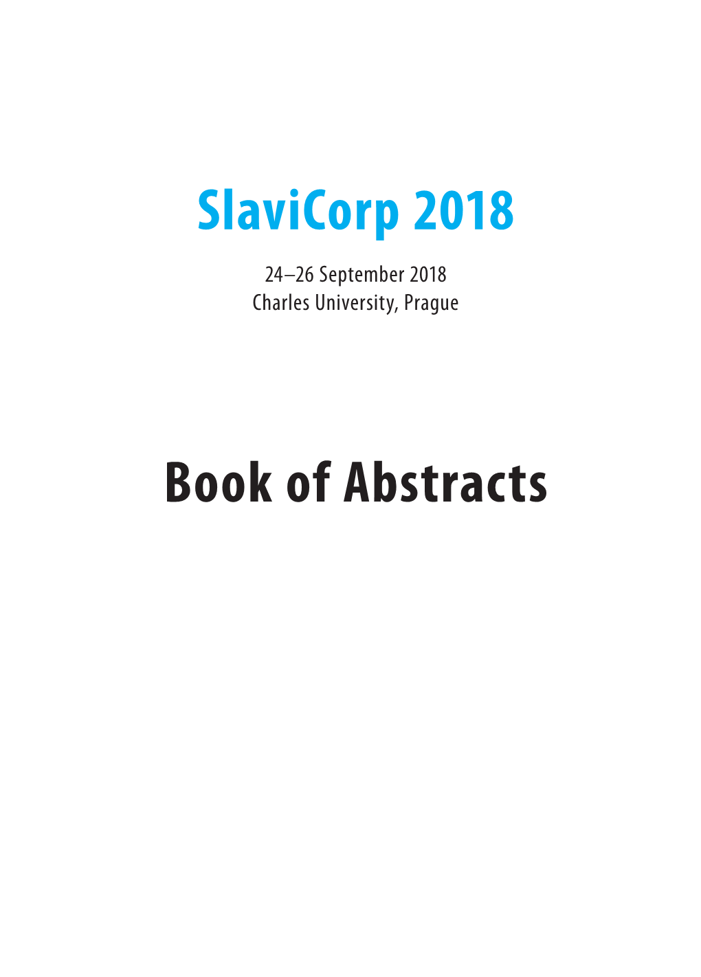 Slavicorp 2018 Book of Abstracts