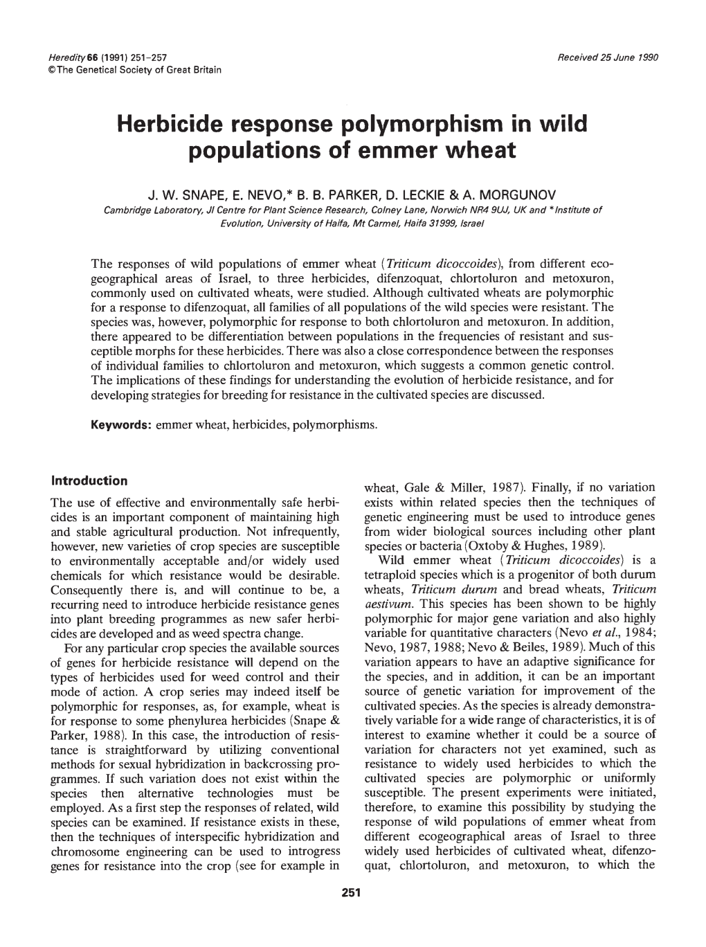 Populations of Emmer Wheat