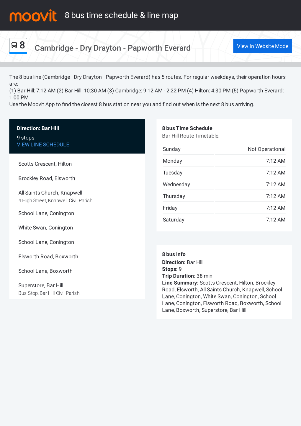 8 Bus Time Schedule & Line Route