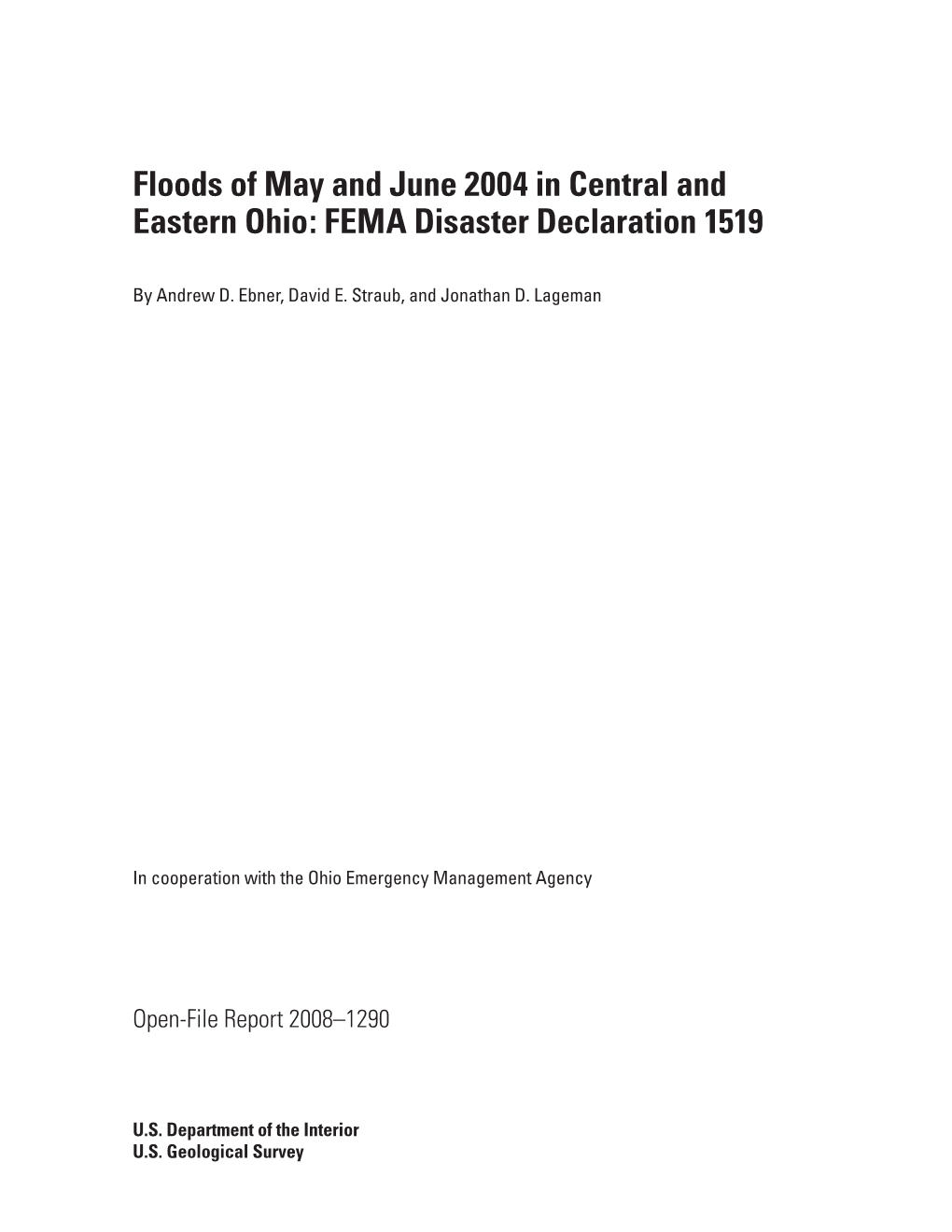 Floods of May and June 2004 in Central and Eastern Ohio: FEMA Disaster Declaration 1519