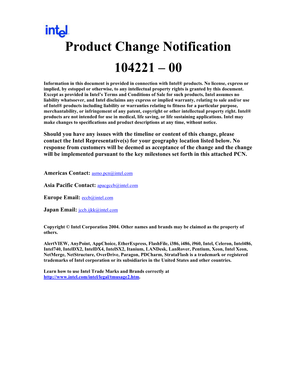 Product Change Notification 104221 – 00