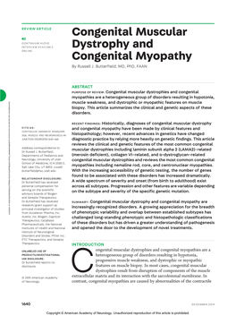 Congenital Muscular Dystrophy and Congenital Myopathy